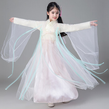 古装儿童六一仙女服公主长裙汉服女纱演出服 粉色 160cm