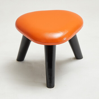 时尚脚小凳子家用三角凳矮凳换鞋凳坐凳皮艺板凳 桔红色 y28c