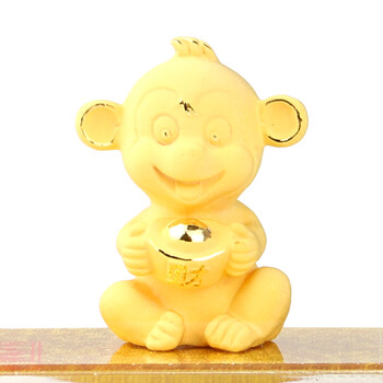 华昶 绒沙金猴子摆件 办公桌小饰品 工艺品摆设十二生肖 元宝金猴_ 6