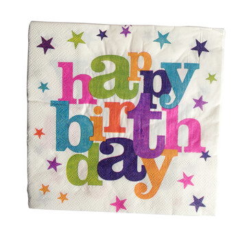 孩派 餐桌用品 生日派对用品 一次性纸巾 生日快乐餐巾纸/20张