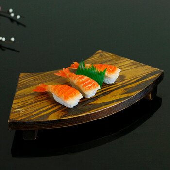 特色咖啡色扇形寿司台 扇形寿司板凳寿司料理摆台日韩料理餐具 小号20