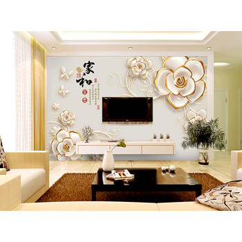电视背景墙壁纸现代简约家和壁布客厅大气壁画5d立体影视无缝墙布
