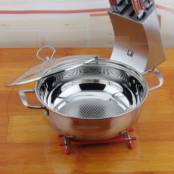 不锈钢汤锅火锅涮锅家用加厚不粘锅燃气电磁炉28 30 32cm 28cm火锅