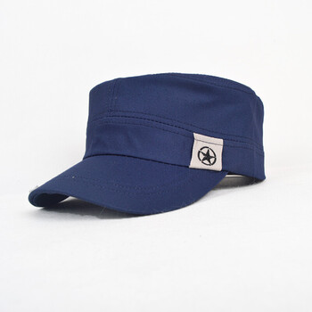 军帽男女鸭舌水兵舞迷彩帽子五角星户外特种兵战狼军训平顶帽 宝蓝色