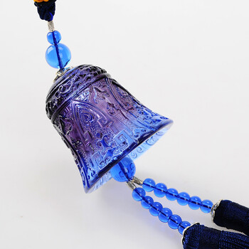 汽车挂件古法琉璃铃铛保平安符后视镜车内用品挂饰风铃 铃铛蓝色经典