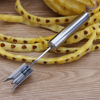 刀菠萝刀神器不锈钢削皮器去眼夹子三叉去皮铲子挖眼器 钢柄菠萝铲