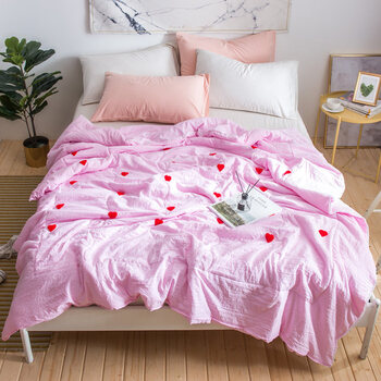 2018 全棉夏被空调被夏凉被 纯棉儿童学生夏季薄被子春秋被芯 粉色