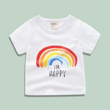 儿童短袖t恤 童装夏装2018新款男童卡通上衣 宝宝可爱图案半袖潮 彩虹