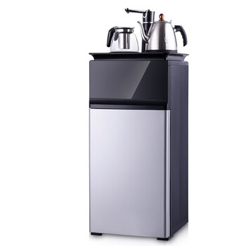 智能双开门茶吧机饮水机立式冷热家用烧开水机办公室养生壶 银色 温热