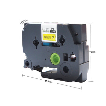 普贴（PUTY）TZ3-631色带黄底黑字12mm单支装 适用于兄弟PT系列标签机（PT-E115除外)(TZe-631)8米长