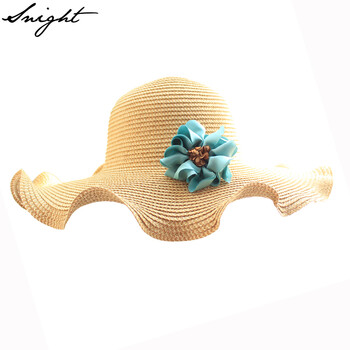 Snight韩版遮阳帽子遮阳女花朵拉菲草木耳边大檐 沿可折叠沙滩户外春夏天米白橙红花 图片价格品牌报价 京东