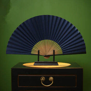 折扇纸扇小尺寸白纸扇女式扇写字扇子 8寸-半生熟桑皮纸折扇(蓝色)