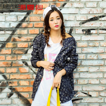 源夏仙  2015情侣装 秋装新款韩版大码短外套 学生班服 D 白色 L