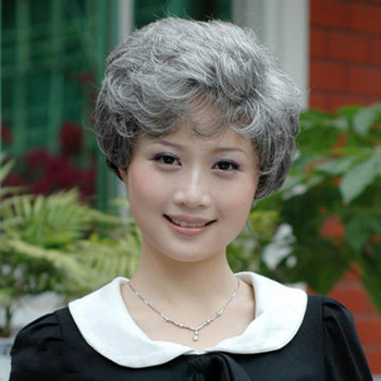 黛娜儿假发 花白中老年人假发 短发女妈妈假发 短卷发女士蓬松假发套