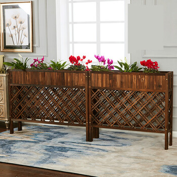 花之阁 户外实木围栏花架花盆咖啡餐厅室内隔断网格花槽木质栅栏花箱