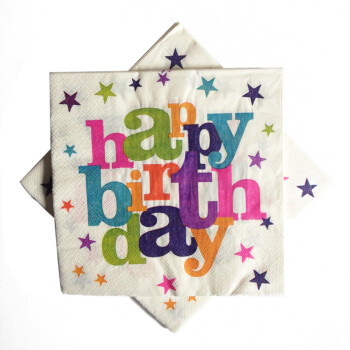 孩派 餐桌用品 生日派对用品 一次性纸巾 生日快乐餐巾纸/20张