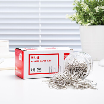 得力（deli）(deli)29mm镀镍回形针 3#金属防锈曲别针 200枚/筒 3筒装 办公室文具用品 33089