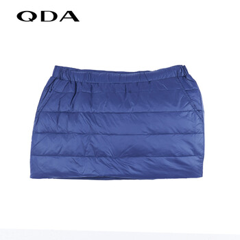 QDA品牌女装时尚简约保暖羽绒服短裙38608601 黑色 M