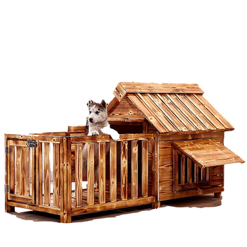 实木狗屋户外防水 大型犬冬天保暖室外泰迪狗窝宠物窝中小型狗屋 单独