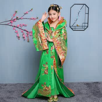 风古装武则天汉唐宫廷皇后贵妃 cos仙女摄影舞台演出拖尾汉服 绿色