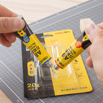 得力(deli)20gAB胶 强力胶水 万能胶粘剂 透明无痕胶 可粘玻璃陶瓷金属塑料 办公用品 7148