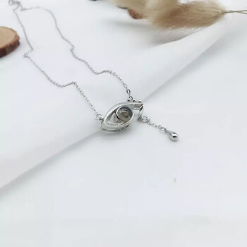 爱的记忆眼睛s925项链抖音同款网红吊坠100种语言我爱你生日礼物 铂金