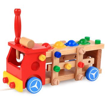 木质数字小火车拼装组合早教木制拖拉智力积木玩具车1-3-6岁 新款榉木