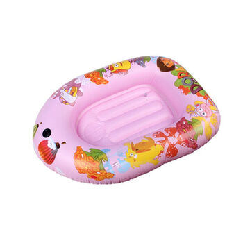 儿童水上充气船宝宝卡通坐骑小孩浮排坐艇小船水上乐园 粉红色120*80