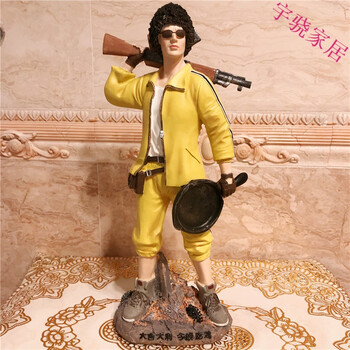 周边大吉大利晚上吃鸡摆件公仔男生生日礼物 黄衣爆炸头摆件30cm高