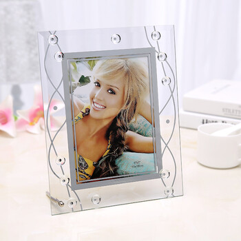 透明水晶玻璃摆台相框镜框儿童婚纱照片相架蝶恋花7/8/10寸 流金岁月