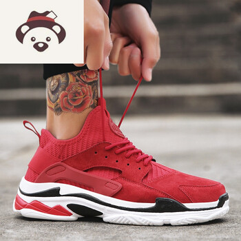 ins超火的鞋子男2018春季新款韩版运动休闲鞋原宿百搭潮流老爹鞋 红色