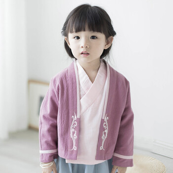 女童汉服套装三件套女宝宝春装文艺半身裙古装拍照摄影道具中国风lsf