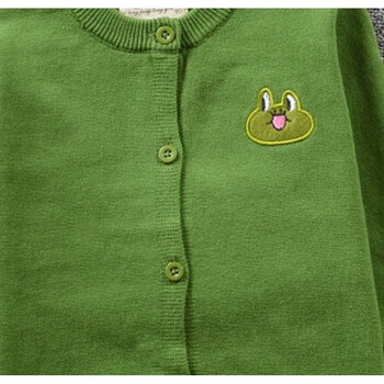 2018春秋布朗熊开衫儿童装宝宝男女童外套毛衣针织衫 绿色 120cm