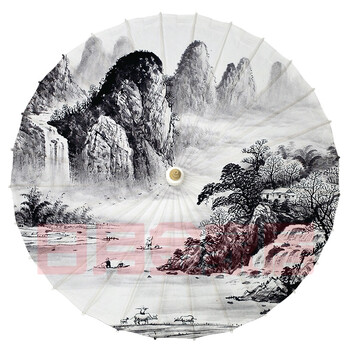 毕原绅油纸伞防雨防晒舞蹈伞汉服伞 古典江南儿童伞 水墨山水画 100cm