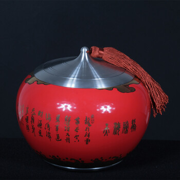 精品99.9%老纯锡罐 纯锡茶叶罐 茶叶盒 陶瓷锡罐 骨瓷手工锡罐 茶罐子茶具套装 锡壶器 奢华加大号龙腾四海尊贵黄色