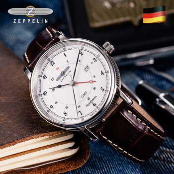 齐博林zeppelin德国原装进口商务皮带石英男士手表75461白盘棕皮带