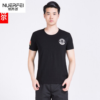 狼头战狼军迷特种兵体能夏季半袖修身t恤定制武警作战服 黑色te勤t恤
