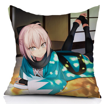 鸿盾家纺动漫抱枕靠枕枕头套 冲田总司长枕5 棉麻60*60cm【双面印】