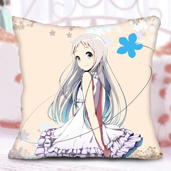 动漫抱枕 那朵花未闻花名本间芽衣子面码长方形靠枕靠垫抱枕 14 35x35