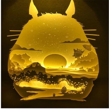 灯 光影纸雕灯diy材料创意小礼品实用礼物 卧室床头灯小台灯夜灯 龙猫