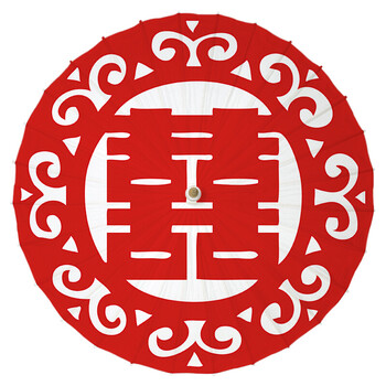 油纸伞 春节送礼新年礼品伞创意礼品伞 过节喜庆婚庆油纸伞 84半穿-囍