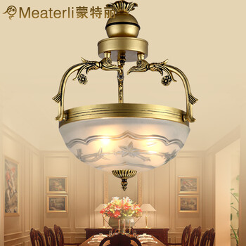 蒙特丽 餐厅卧室书房过道吊灯 99075 欧式锌/铝合金青古铜色灯饰 (B) 直径350mm*高660mm 带省电王LED光源