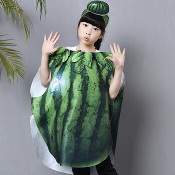 儿童演出服幼儿蔬菜水果动物造型手工时装秀亲子表演服装 西瓜 90cm