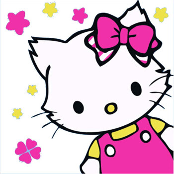 仿真模型 木丸子 diy数字油画 儿童动漫卡通人物手绘装饰画 可爱猫