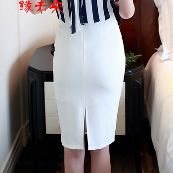 物不二2016新款女装韩版性感包臀裙子开叉中裙半身裙 白色 L