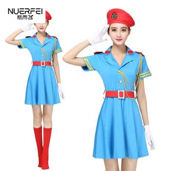 迷彩演出服连衣裙舞蹈服装合唱裙女兵服军鼓服文工团部队文艺兵服装