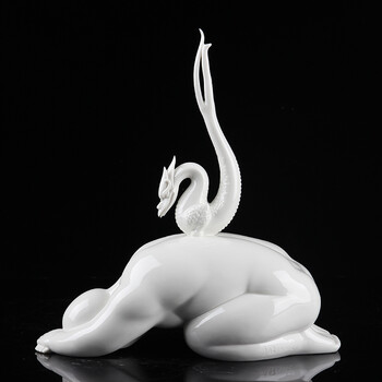 【中国白】省陶瓷艺术大师 陈德生《本命年龙》德化白瓷 手工之作