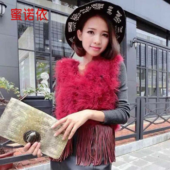 蜜诺依  2015新款仿毛流苏马甲仿皮草毛马夹背心毛毛短款外套女上衣Q1398 粉红色 均码