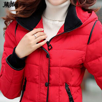 葳薇2015秋冬新款短外套女修身显瘦加厚羽绒棉服女6501        红色       S好质量