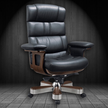上海真皮老板椅办公椅可躺转椅家用电脑椅子牛皮大班椅总裁椅 黑色